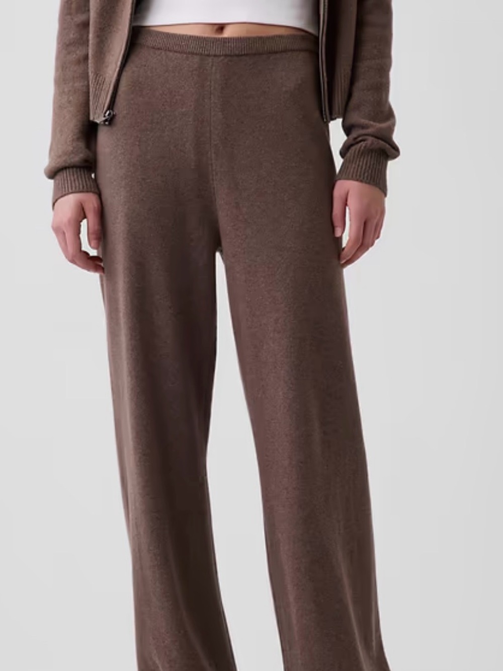 Wide-Leg Knit Pants in Brown